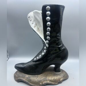 Vintage Atlantic Mold Ceramic  Victorian Era Boot planter or Vase